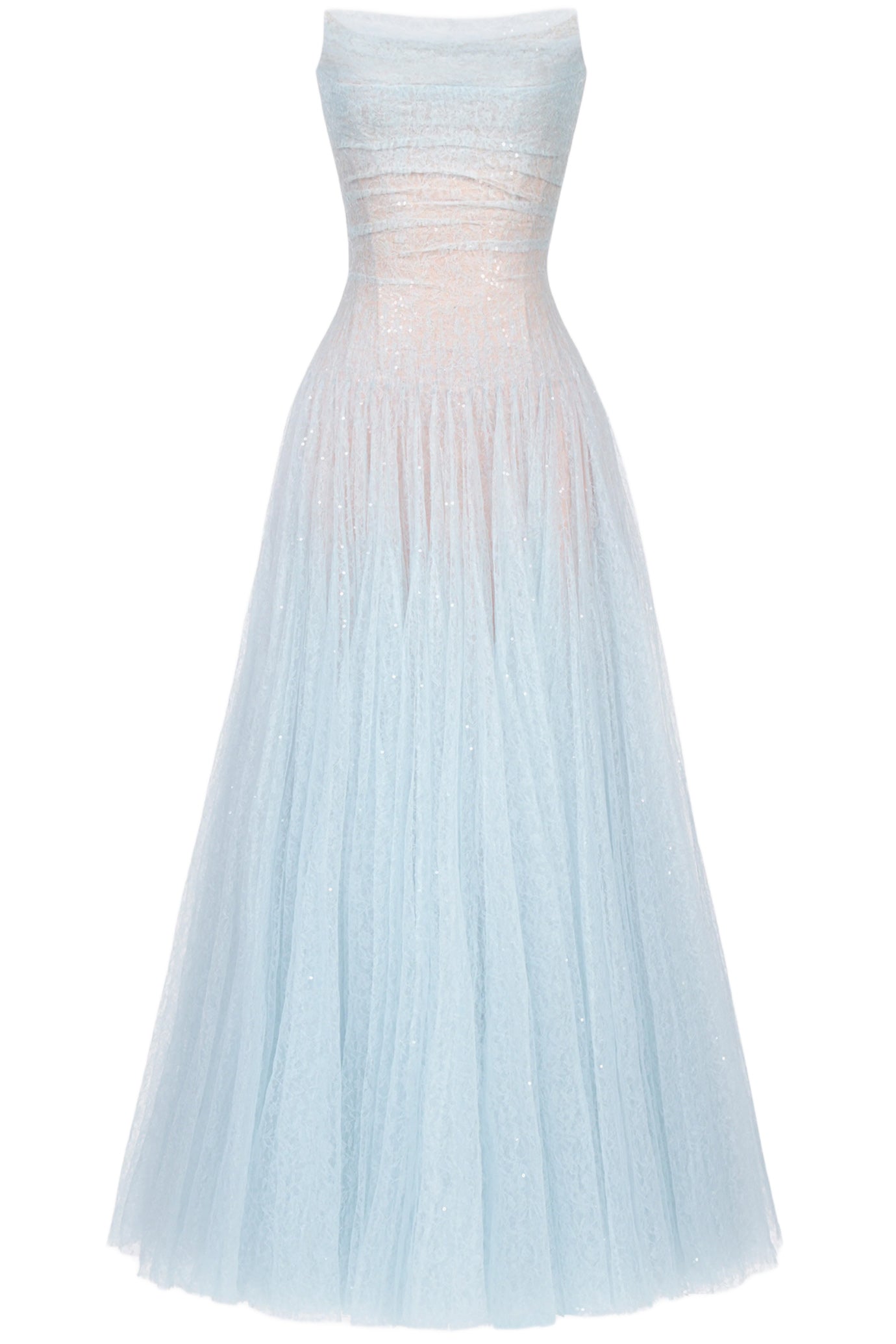 DRAPED LACE MAXI DRESS