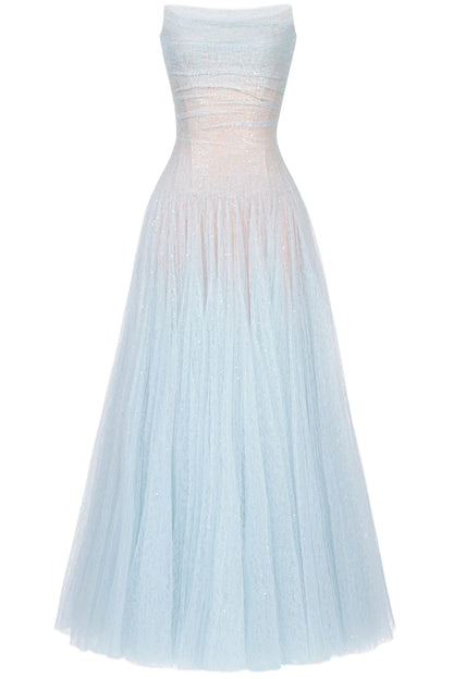DRAPED LACE MAXI DRESS