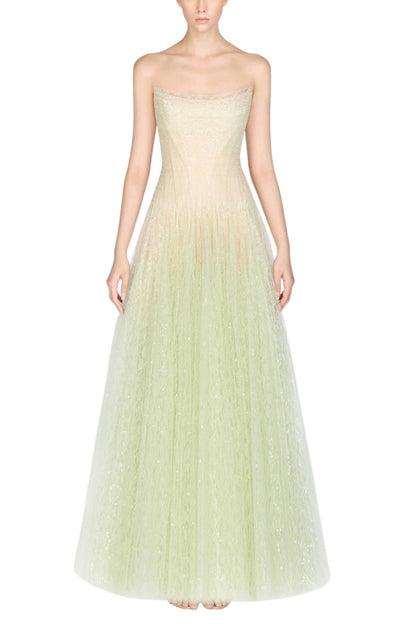DRAPED LACE MAXI DRESS