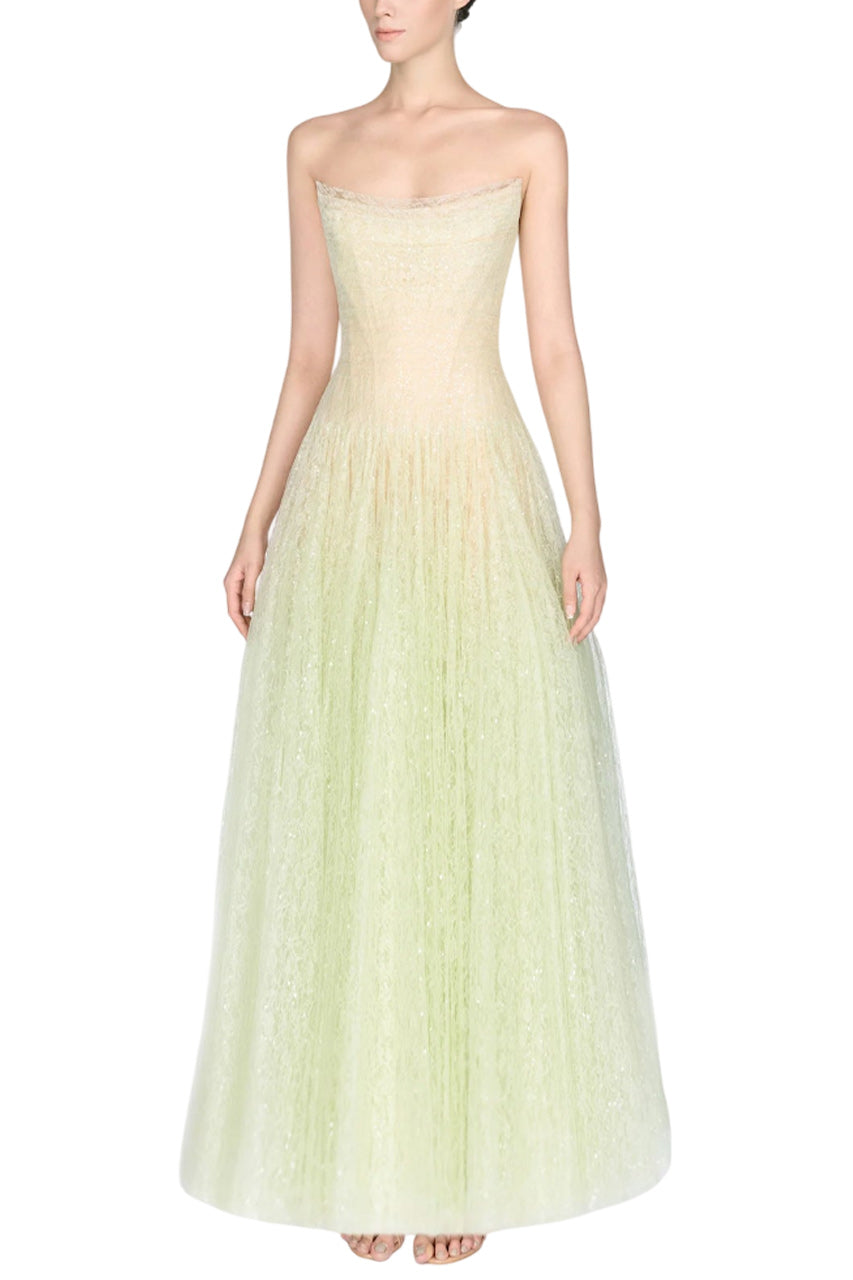 DRAPED LACE MAXI DRESS