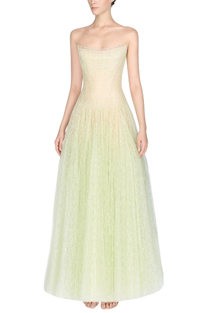 DRAPED LACE MAXI DRESS