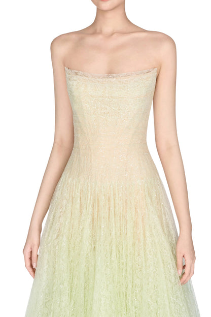 DRAPED LACE MAXI DRESS