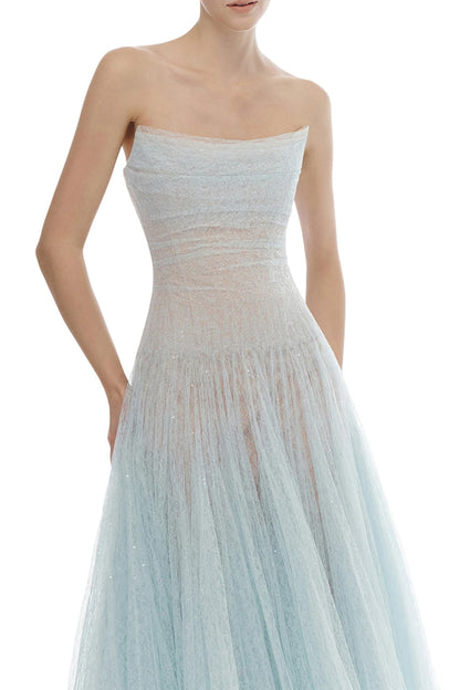 DRAPED LACE MAXI DRESS