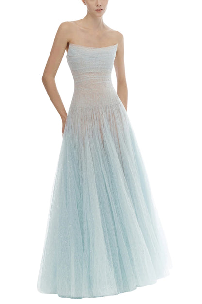 DRAPED LACE MAXI DRESS
