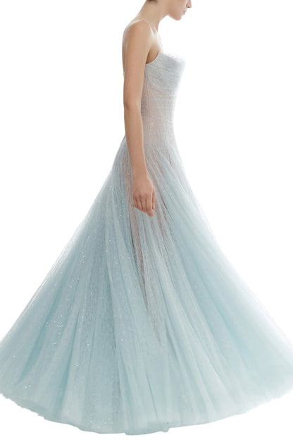 DRAPED LACE MAXI DRESS