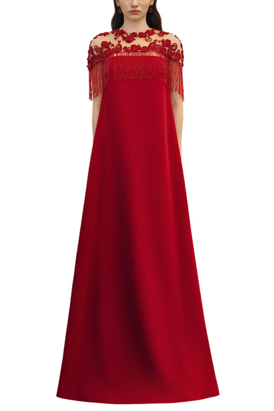 DRESS & BEAD-EMBELLISHED CAPE SET