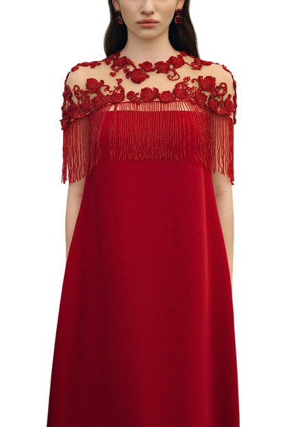 DRESS & BEAD-EMBELLISHED CAPE SET
