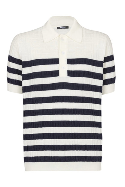 STRIPED KNIT POLO SHIRT WITH MONOGRAM