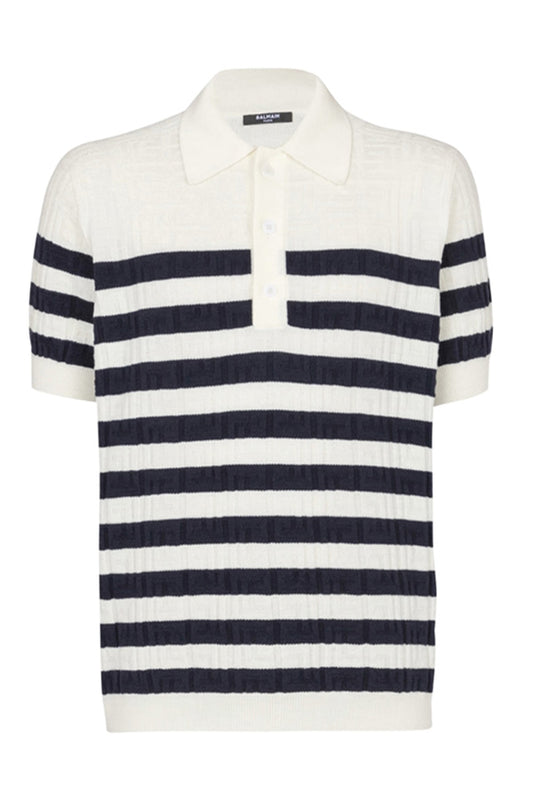 STRIPED KNIT POLO SHIRT WITH MONOGRAM