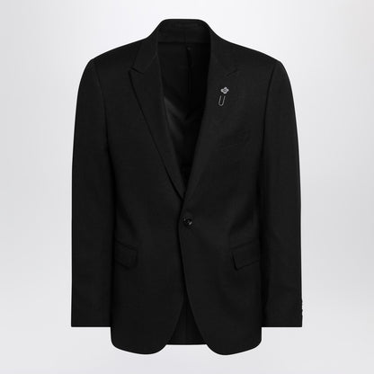 Black Single-breasted Jacket In Wool Blend