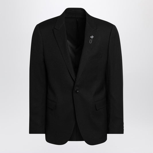 Black Single-breasted Jacket In Wool Blend