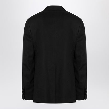 Black Single-breasted Jacket In Wool Blend
