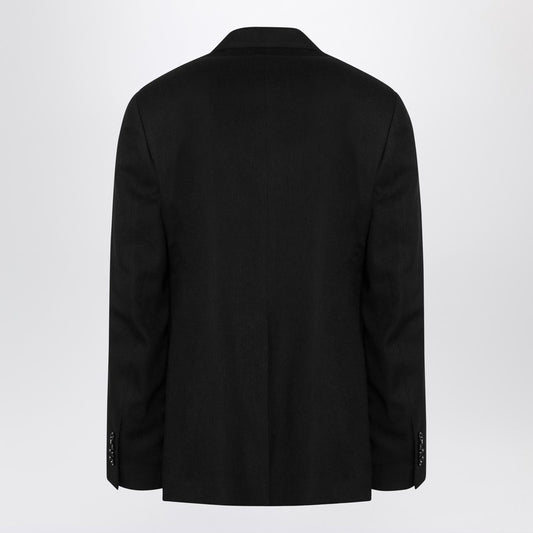 سترة سوداء ذات صف واحد من الأزرار مصنوعة من مزيج الصوف