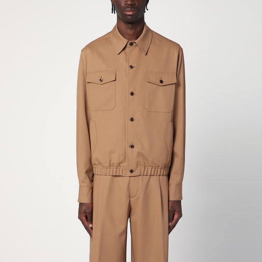 Beige Wool Overshirt