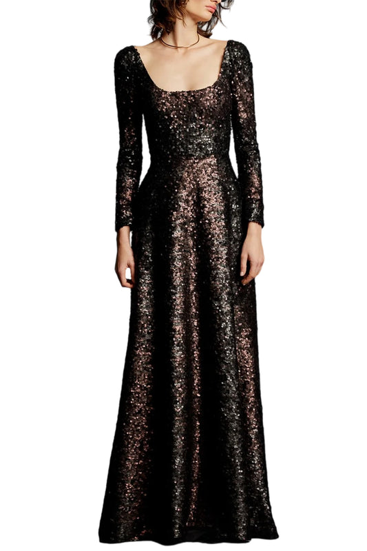 EMA SEQUINNED EVENING GOWN DRESS