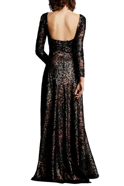 EMA SEQUINNED EVENING GOWN DRESS