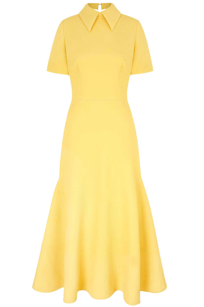EMAN DRESS IN CUSTARD YELLOW DOUBLE CREPE