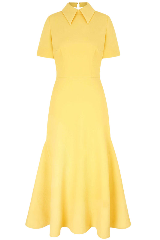 EMAN DRESS IN CUSTARD YELLOW DOUBLE CREPE