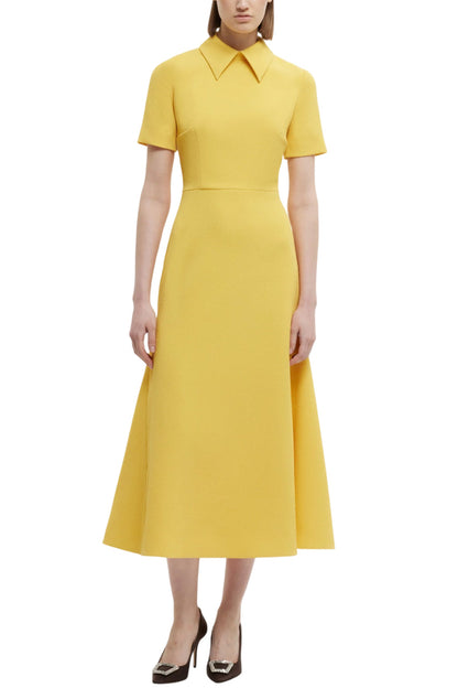 EMAN DRESS IN CUSTARD YELLOW DOUBLE CREPE