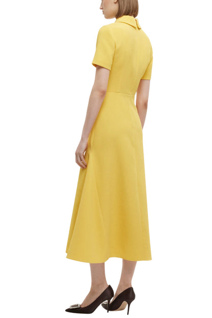 EMAN DRESS IN CUSTARD YELLOW DOUBLE CREPE