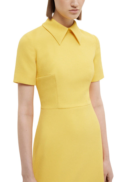 EMAN DRESS IN CUSTARD YELLOW DOUBLE CREPE