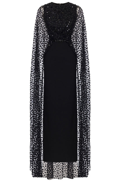 EMBELLISHED CAPE GOWN