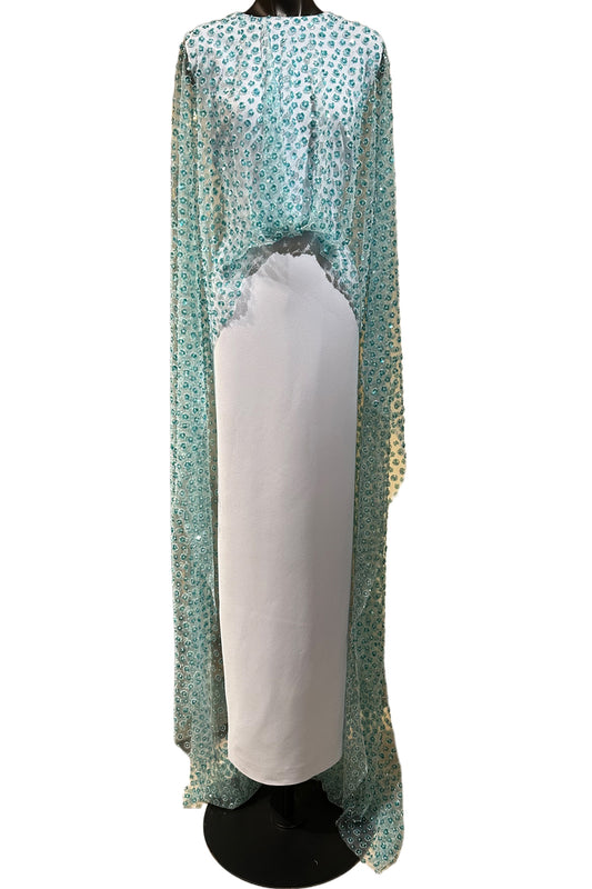 EMBELLISHED CAPE GOWN
