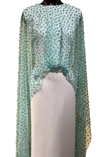 EMBELLISHED CAPE GOWN