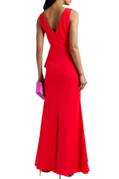 EMBELLISHED RUFFLED CREPE DE CHINE GOWN