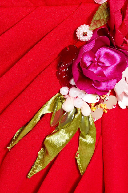 EMBELLISHED RUFFLED CREPE DE CHINE GOWN
