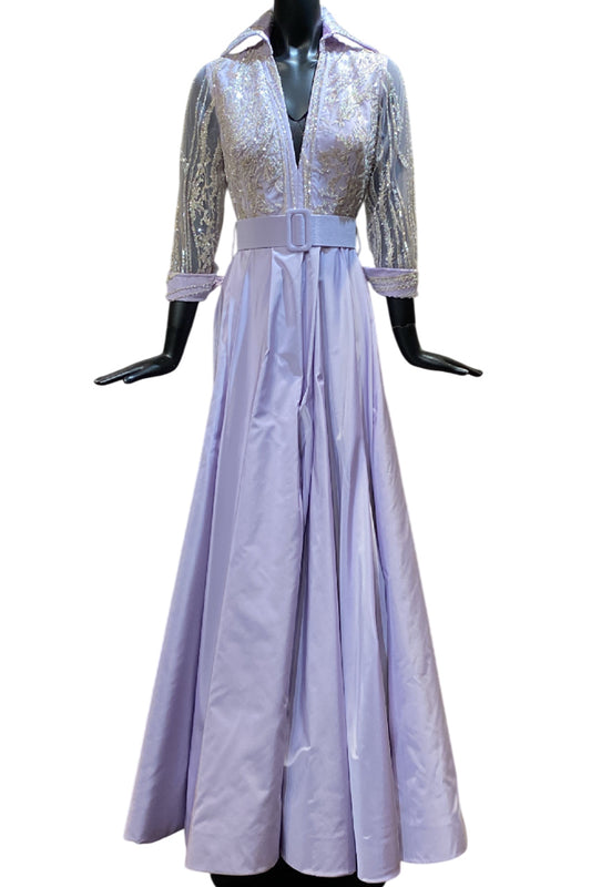 EMBELLISHED TAFFETA SHIRT DRESS