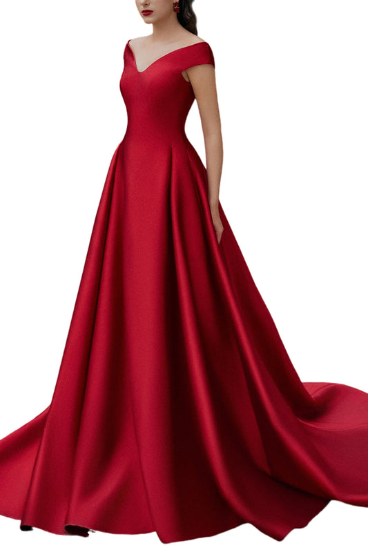 EMMA BALL GOWN OFF-SHOULDER TAFFETA EXTRA LONG LENGTH DRESS