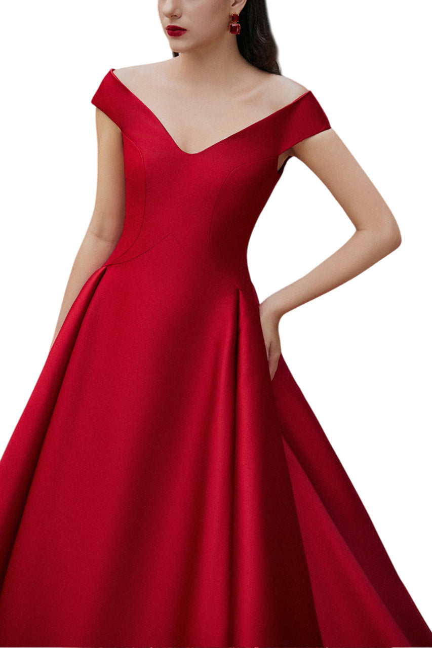 EMMA BALL GOWN OFF-SHOULDER TAFFETA EXTRA LONG LENGTH DRESS