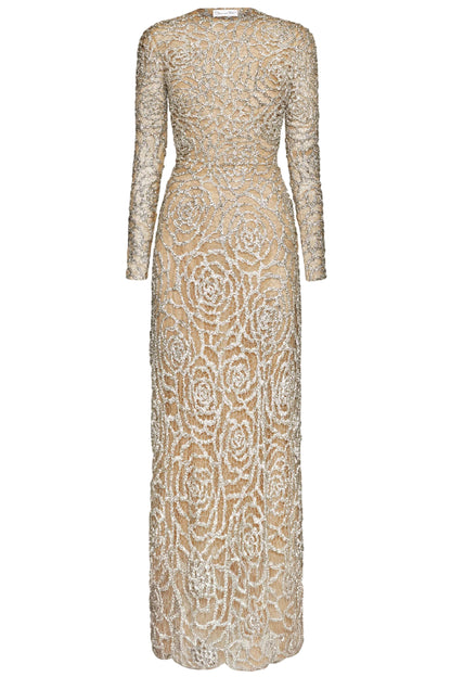 ENGLISH ROSE CRYSTAL EMBROIDERED GOWN