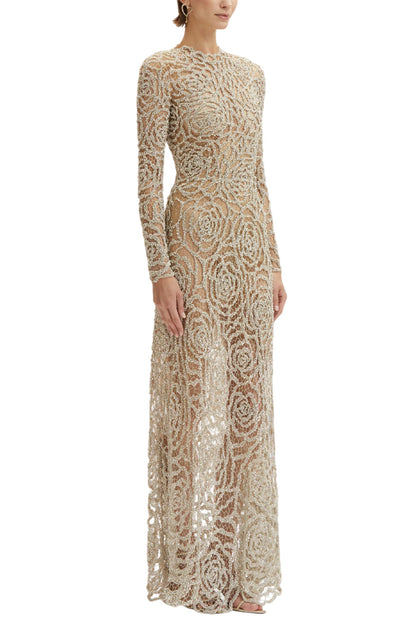 ENGLISH ROSE CRYSTAL EMBROIDERED GOWN