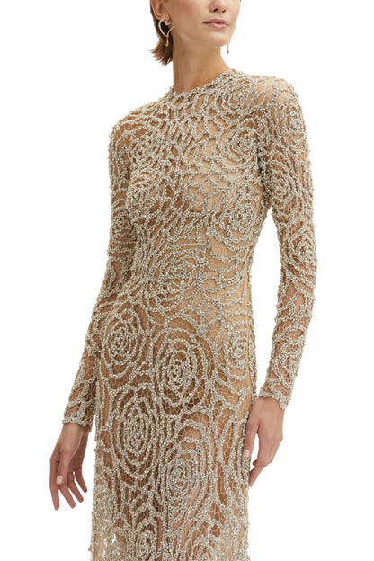 ENGLISH ROSE CRYSTAL EMBROIDERED GOWN