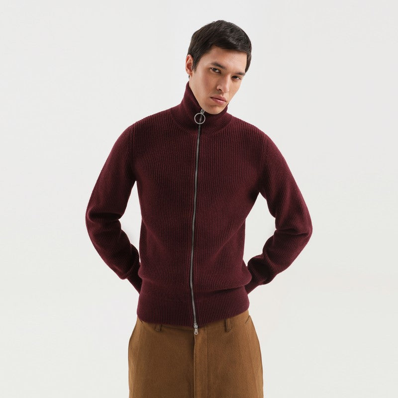 Burgundy zip turtleneck sweater