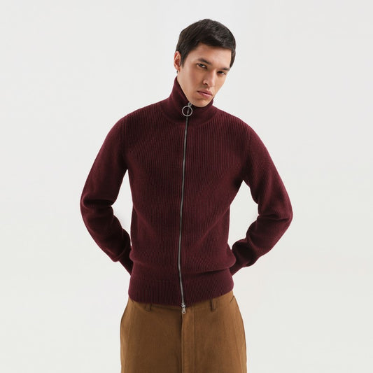 Burgundy zip turtleneck sweater