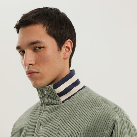 Light green corduroy varsity jacket