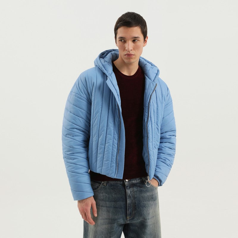 Light blue quilted down jacket
