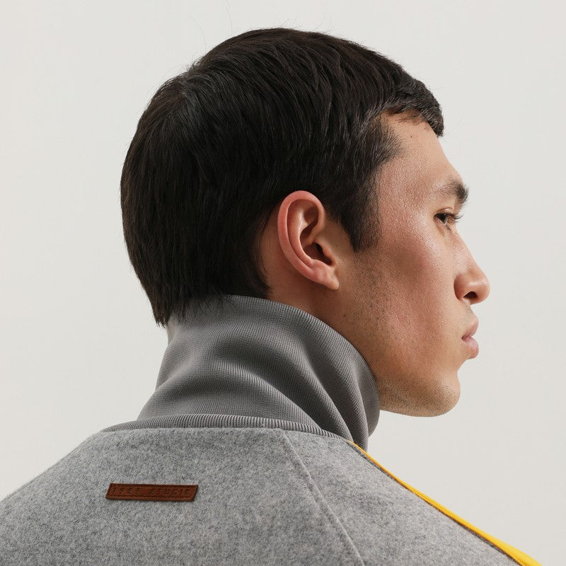 Gray jacket with side stripes