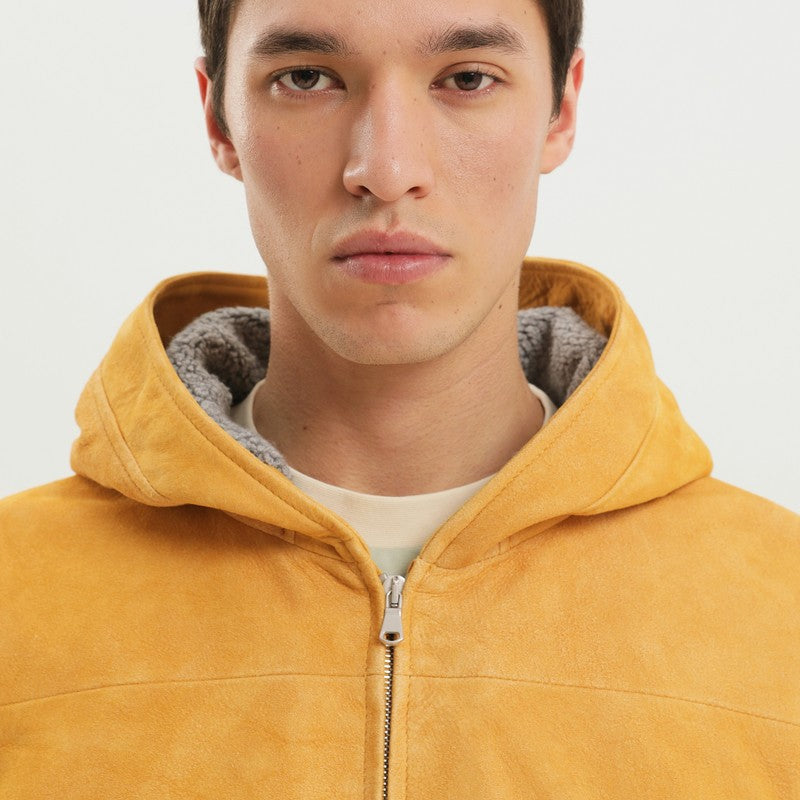 Yellow suede hoodie