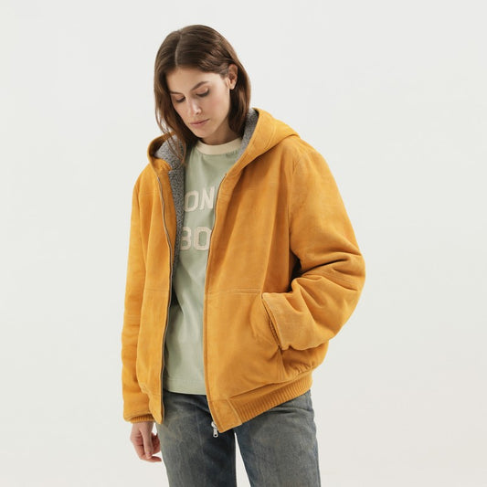 Yellow suede hoodie