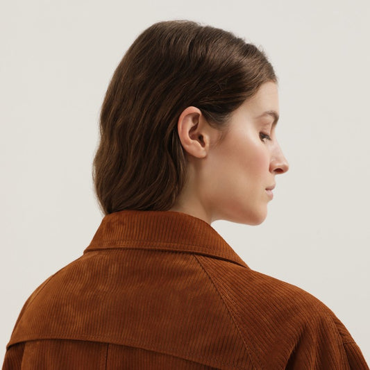 Brown corduroy leather Mackintosh coat