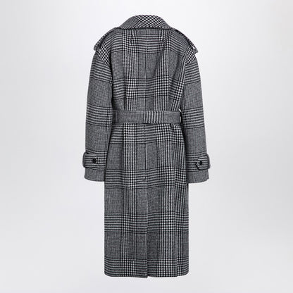 Houndstooth Wool Checked Coat