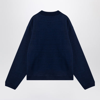 Indigo Cotton Fleece Crew Neck Sweatshirt