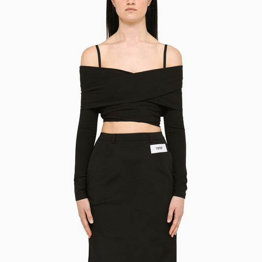 Black Top With Boat Neckline