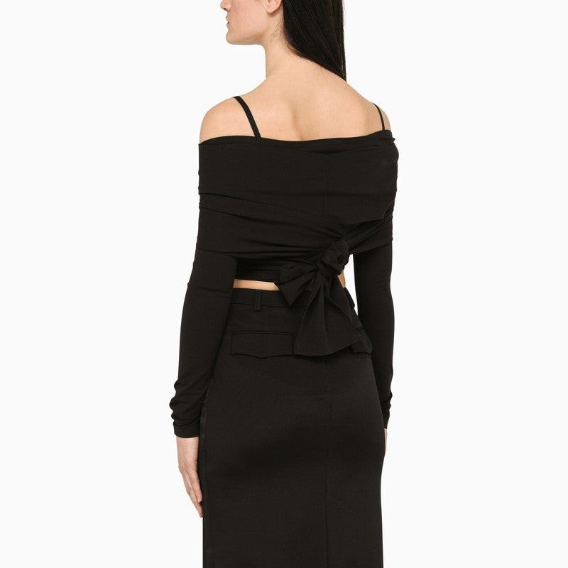 Black Top With Boat Neckline