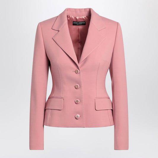 Single-breasted Pink Wool Jacket