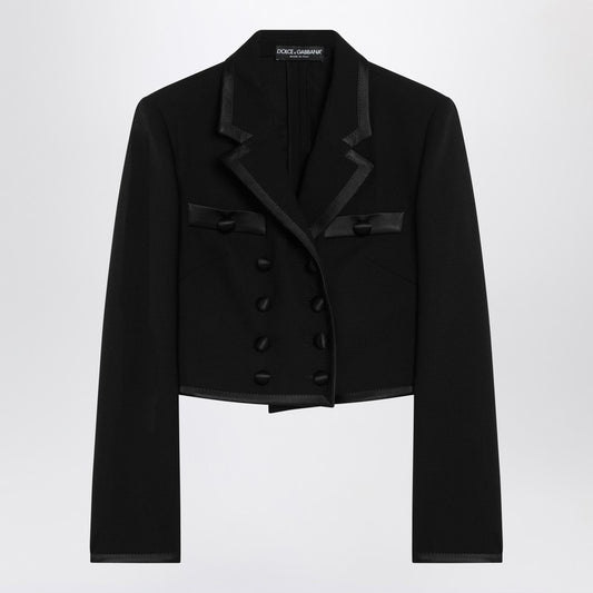 Cropped Double-breasted Black Jacket